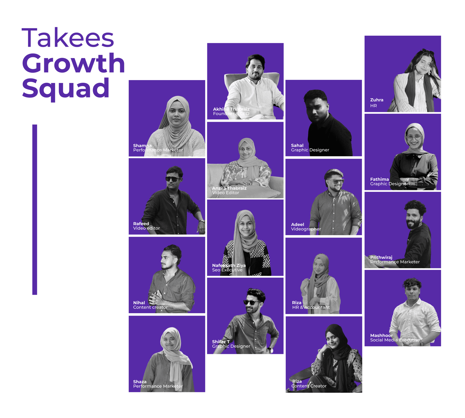 This is the images of employees who are working behind the Takees Marketing. Takees Marketing is a digital marketing company in Bangalore, Kannur , Kozhikode and Kochi serving in globally.